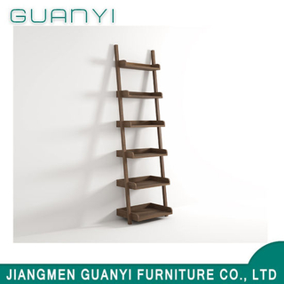 Unique Design Soild Wood Mobile Furniture Bookcase Ladder Shelf