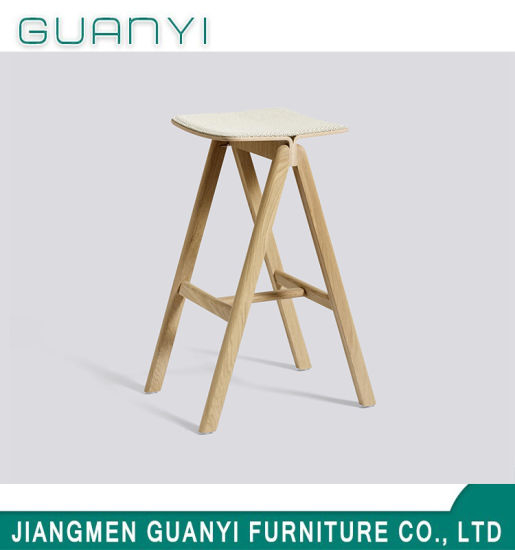 Simple Natural Ash Wooden High Bar Stool