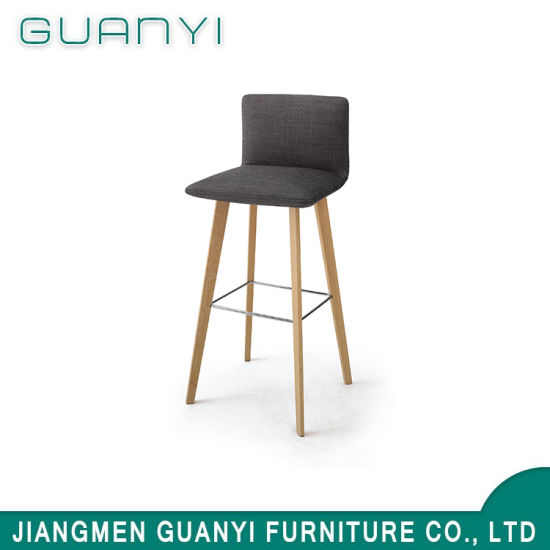 Nordic Coffee Kitchen Bar Chair Counter Fabric High Modern Wooden Bar Stool