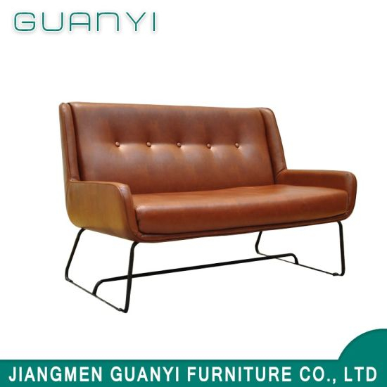 Real Leather Sofa with Stainless Steel Legs