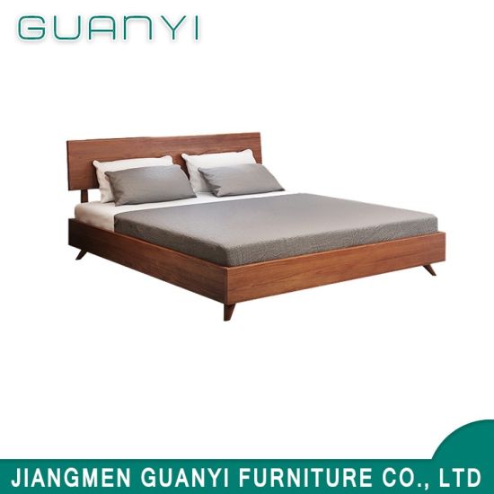 Modern Simple New Design Super King Size of Solid American Wood Floor Craft Double Cot Bed Furniture