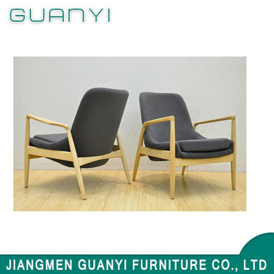 Modern Wooden Frame Armchair Black Fabric Living Room Leisure Chair
